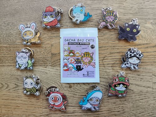 Kai3studio Keychain mystery: Gacha bad cats V4