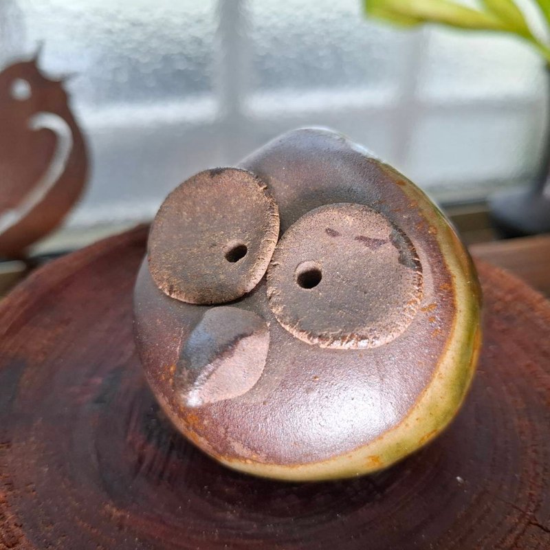 陶偶貓頭鷹系列- 1號 療癒系手作陶偶 文創 擺飾 - 公仔/玩偶 - 陶 