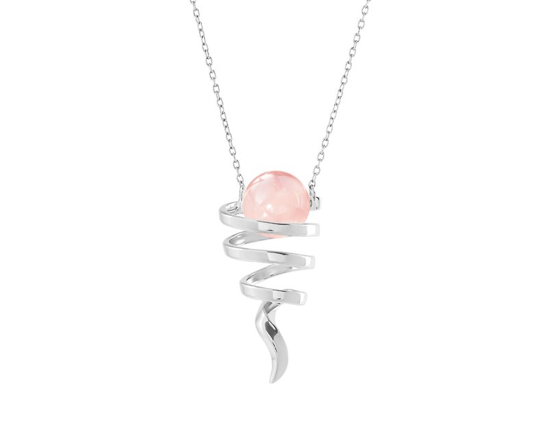 Rose Quartz necklace for women-October birthstone minimalist pendant-Modern drop