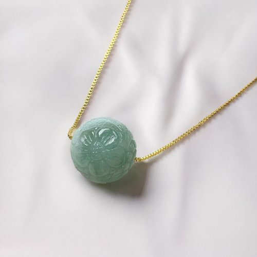 瓔珞珠寶盒 E.L.Jewelry Box 飄綠花翡翠雕花路路通 | 天然緬甸玉翡翠A貨