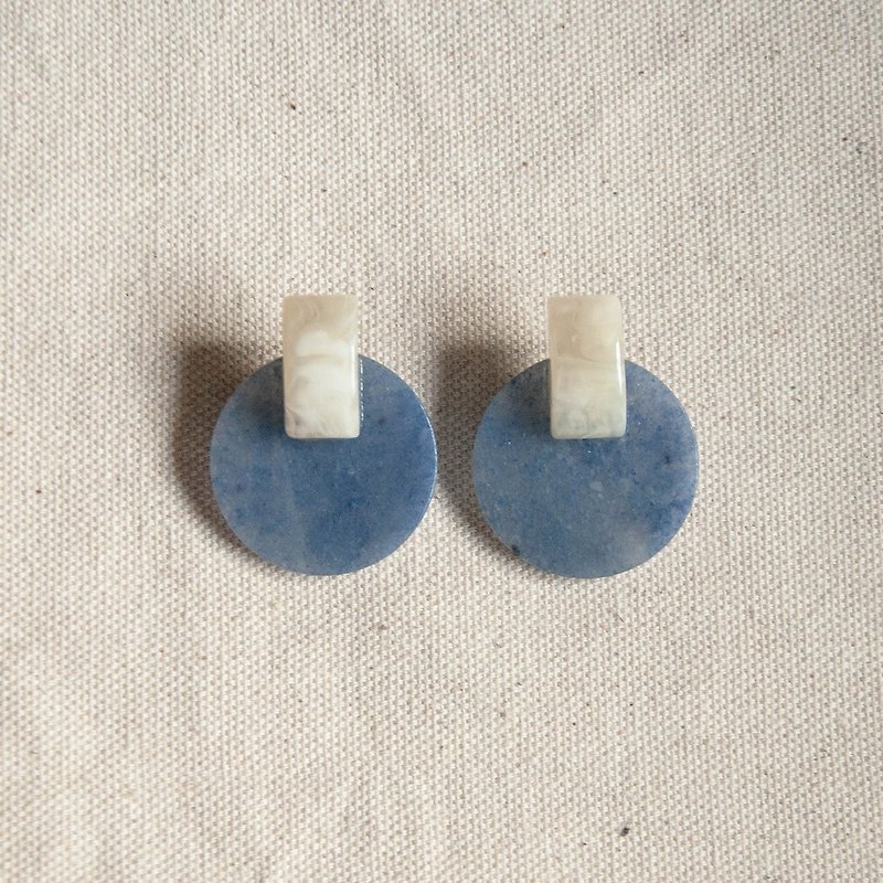 藍紋石幾何耳環 - 耳環/耳夾 - 石頭 藍色