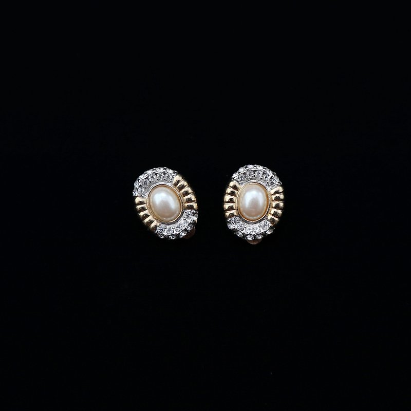 Pumpkin Vintage. Vintage Golden Pearl Rhinestone Earrings - Earrings & Clip-ons - Other Materials 