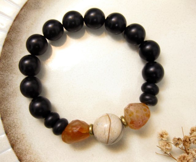⭐翡翠の彫り物 が入ったテラヘルツのブレスレットと アメジストの指輪 STONE WITH 110％ BEAD BRACELET (10mm EAGLE EYE