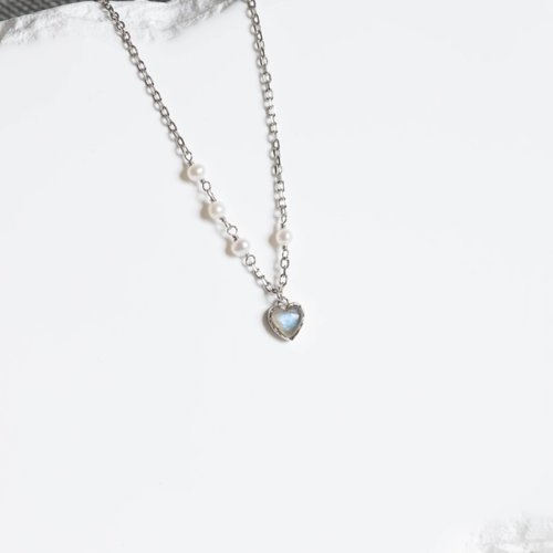 喜羊羊happy sheep jewelry 拉長石925純銀融心珍珠項鍊