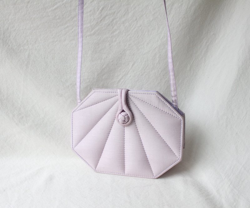 FOAK vintage/new in stock/Jim Thompson light pink and purple octagonal antique bag - กระเป๋าแมสเซนเจอร์ - ผ้าไหม 