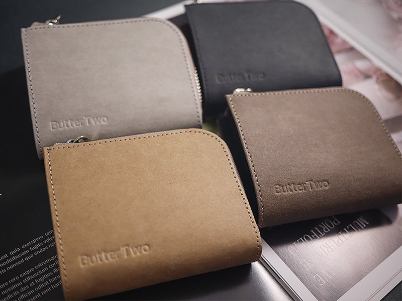 [Christmas] [Customized lettering] Washed kraft paper. L-shaped short clip/wallet/wallet - Wallets - Paper Khaki