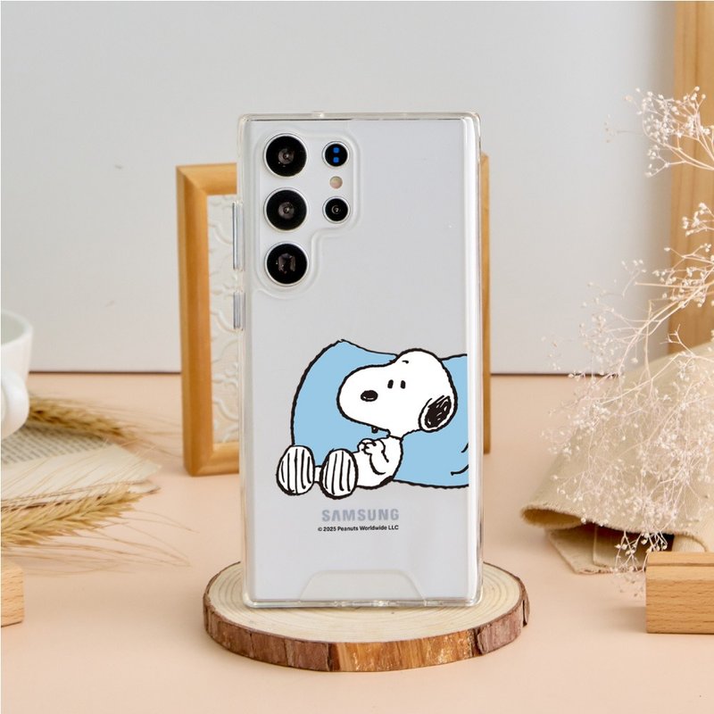 SNOOPY Snoopy and Lazy Bones anti-fall transparent SAMSUNG mobile phone case - Phone Cases - Plastic Multicolor