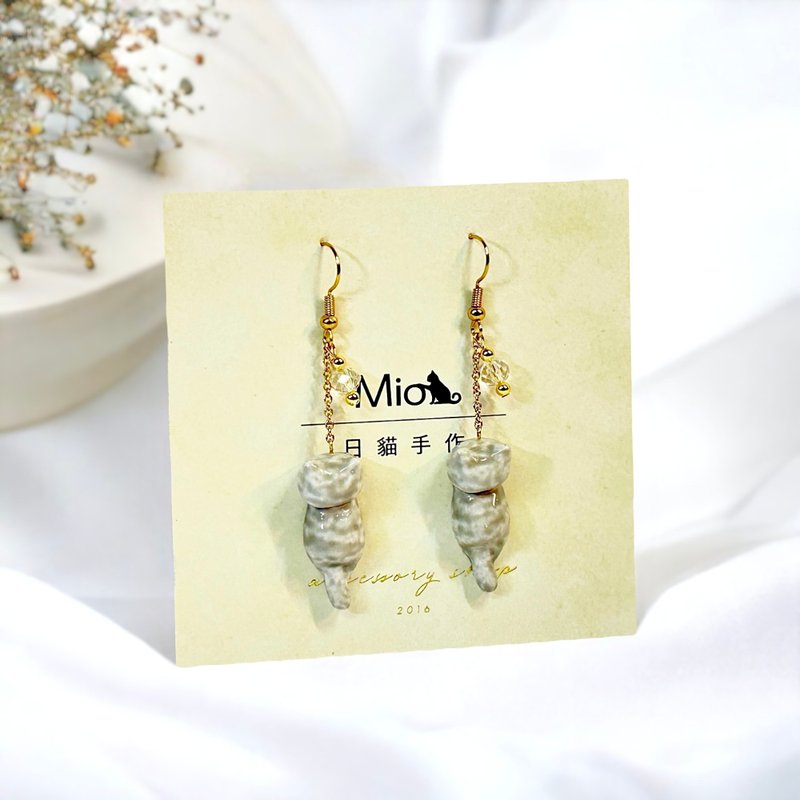 [SGS Safe Certification] (Cat-Hand Painted Series) Tabby Cat/Gray Tabby Earrings (7 styles) - Earrings & Clip-ons - Resin Multicolor