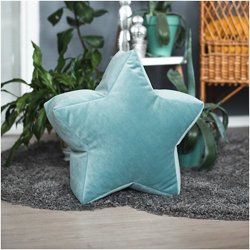 Cot and Cot Mint Velvet Star Bean Bag Chair - toddler nursery floor cushion