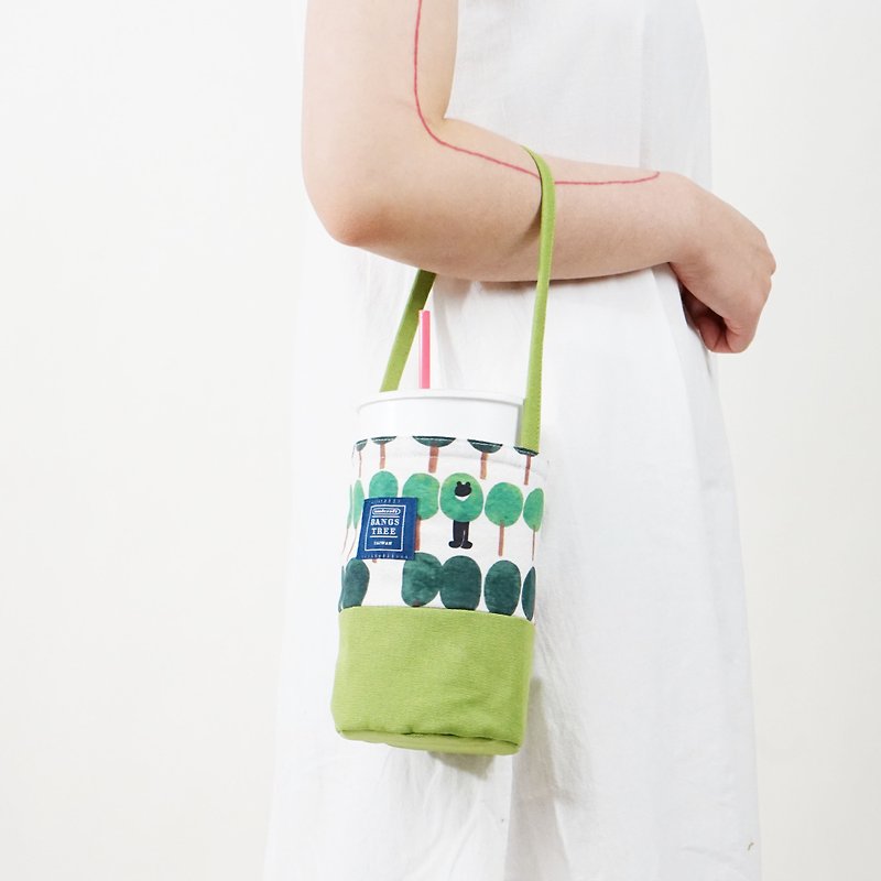 環保飲料提袋 - 單一購買區 - 多款花色 - 杯袋/飲料提袋 - 棉．麻 綠色