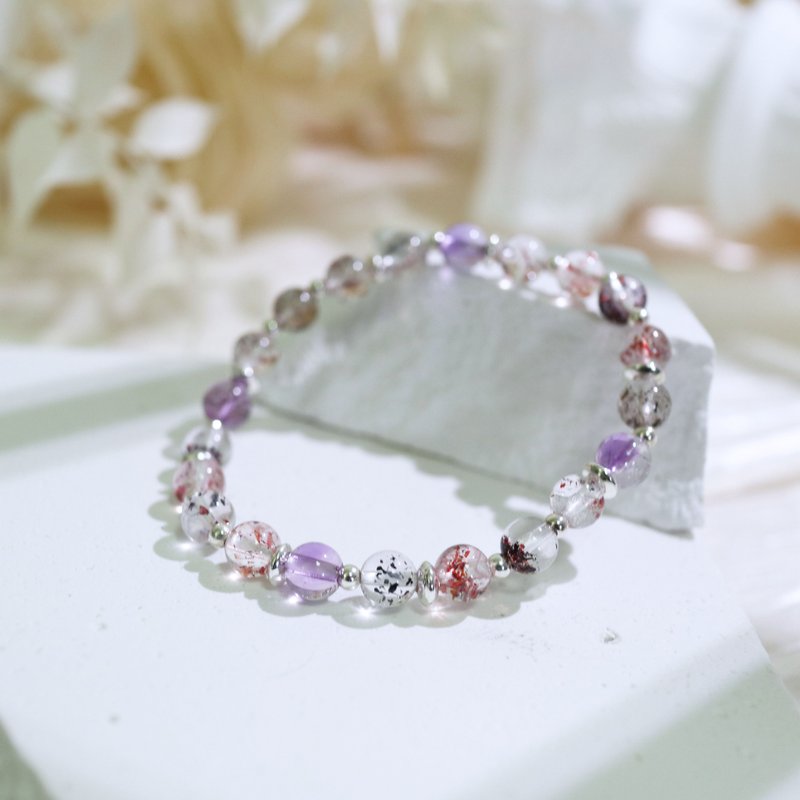 Natural Stone Series Eight Super Seven 925 Sterling Silver Bracelet - สร้อยข้อมือ - คริสตัล 