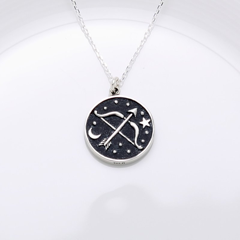 【Angel & Me】Astrology Sagittariu s925 sterling silver necklace Birthday gift - สร้อยคอ - เงินแท้ สีเงิน