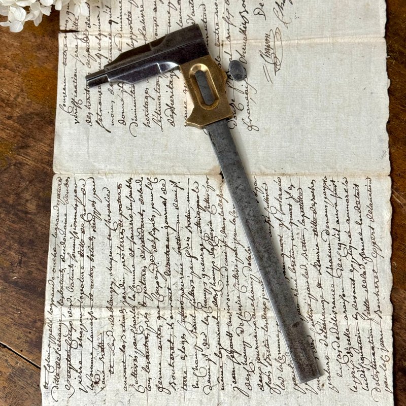 50775-典藏法國古董精鋼黃銅卡尺 - 擺飾/家飾品 - 其他金屬 