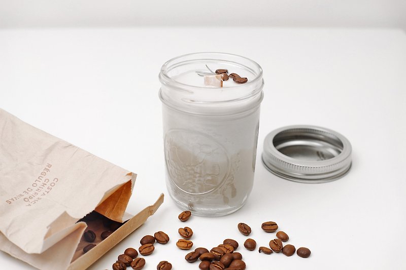 Essential Oil Candle #3 Cappuccino- Frankincense and Petitgrain - Candles & Candle Holders - Glass Brown