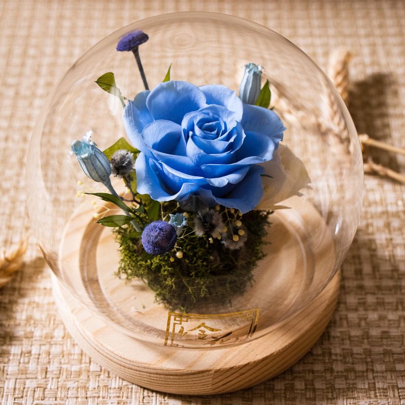 Preserved Flower Small Glass Dome (GDP01) - Blue - ของวางตกแต่ง - พืช/ดอกไม้ สีน้ำเงิน