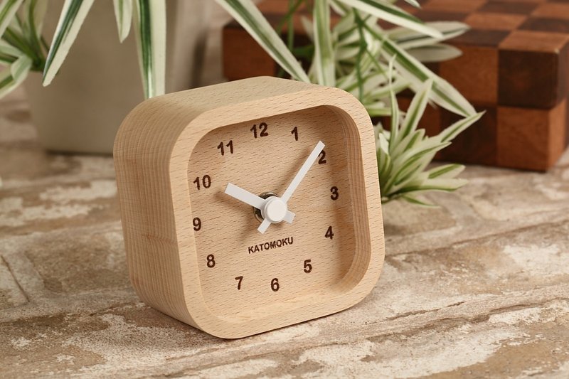 KATOMOKU mini clock square km-25WH white made in Japan - นาฬิกา - ไม้ 