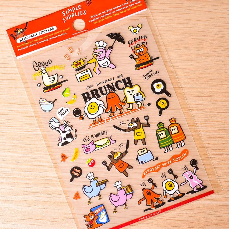 Brunch Party Removable Stickers - 貼紙 - 防水材質 紅色