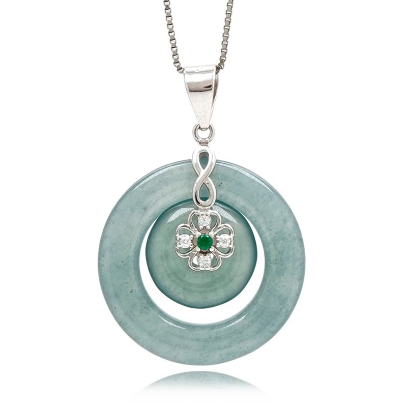 Jadeite Double Clasp Donut Pendant - Necklaces - Semi-Precious Stones Multicolor