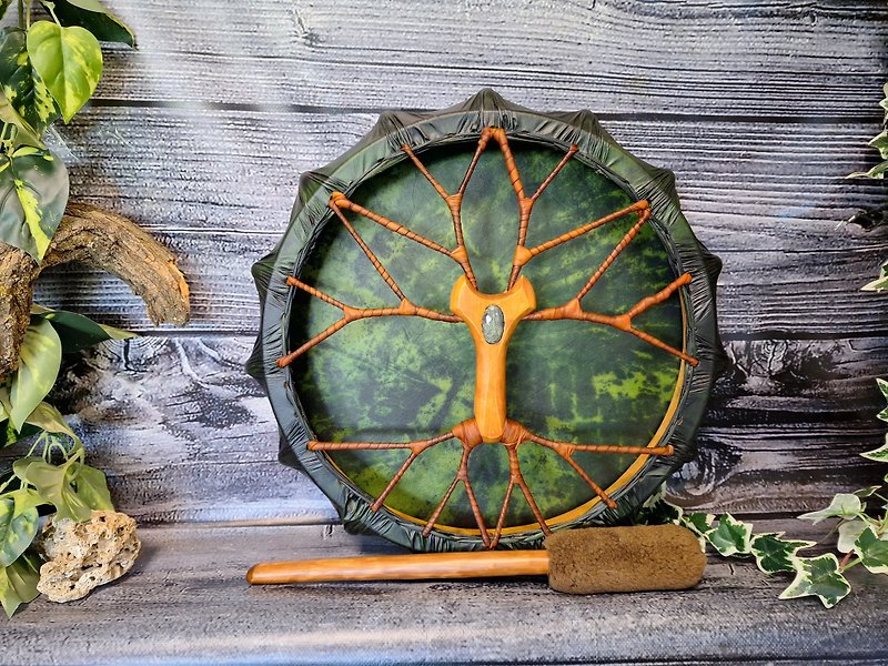 shamanic drum Tree of life 46 cm diameter 18 inch - Guitars & Music Instruments - Other Materials Green
