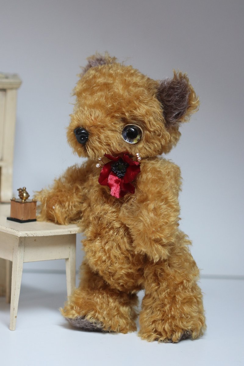 Teddy bear/Artistic teddy bear/Ginger plush bear/Soft sculpture teddy/Handmade/ - Stuffed Dolls & Figurines - Other Materials Gold