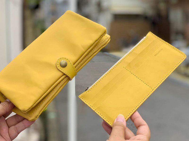 F-PLUMP　個性的なデザインを愉しむ黄色のお財布　フルプランプ長財布　金運UP　FPW-YYYY-YYYY-Y - 錢包/皮夾/長短夾 - 真皮 黃色