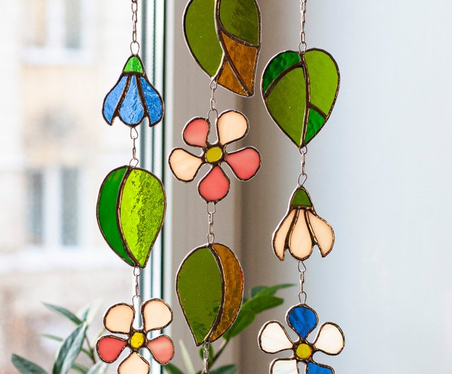 ✮大きめ✮ ステンドグラス 壁掛け 吊り下げ金具付き バラ