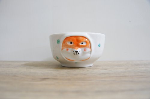 一二土作One Two Ceramic 【陶瓷碗】 瓷器狐狸先生碗 動物碗 420ml
