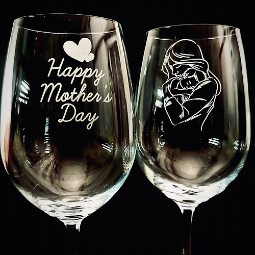 金莎藝術玻璃雕刻 【金莎】母親節 客製化人像雕刻紅酒對杯 給媽媽最美的禮物