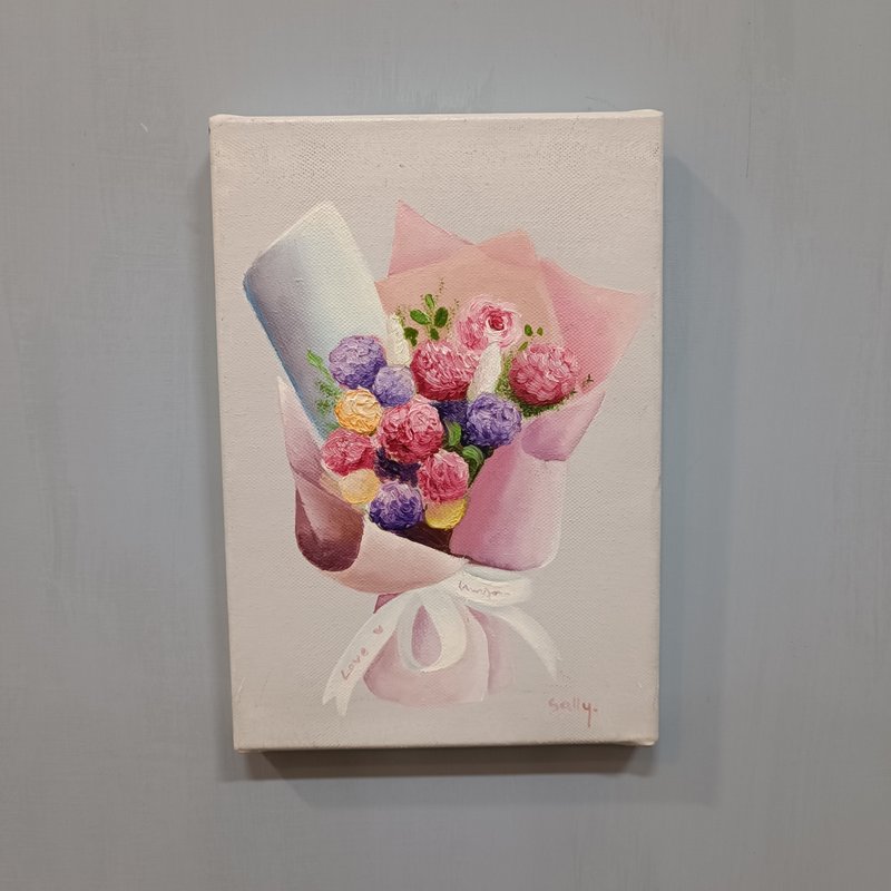花束-油畫作品 展示品 教案樣本 換季出清 海洋油畫 - 海報/掛畫/掛布 - 顏料 