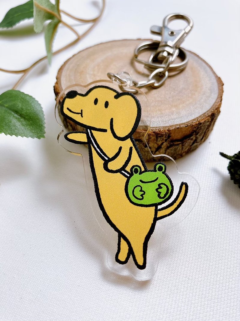 [Acrylic Keychain Charm] Dachshund Dog Duoduo - Keychains - Other Materials Yellow