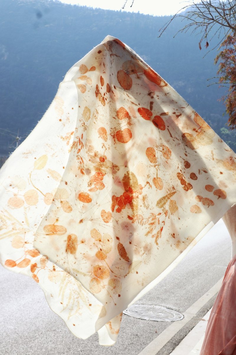 植物染羊毛大圍巾 - 圍巾/披肩 - 羊毛 