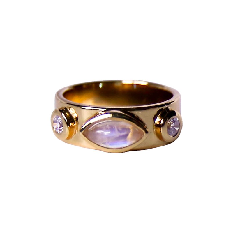 MIDAS — Moonstone Sterling Silver Ring in Gold - 戒指 - 其他金屬 銀色