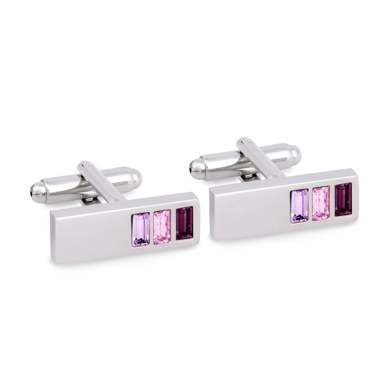 Rectangle Cufflink with Shades of Purple Crystal - 袖扣 - 其他材質 紫色