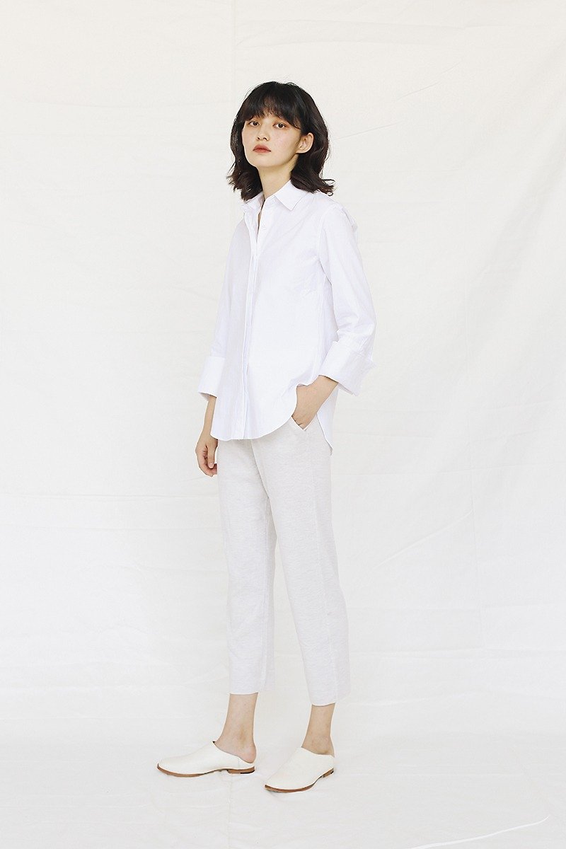 KOOW /フラッシュバック彼氏シンプルな白い綿のシャツミニマ広い袖のクラシックモデルの野生年 - シャツ・ブラウス - コットン・麻 