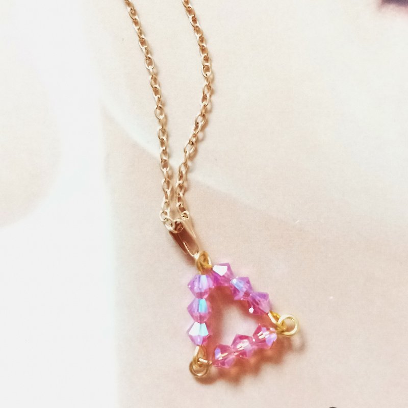 Simple pink Swarovski crystal necklace - Necklaces - Crystal Pink