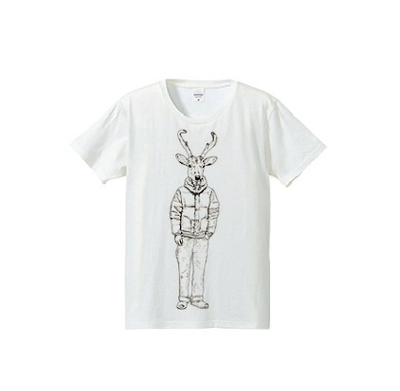 Deer PEN（4.7oz T-shirt） - 女 T 恤 - 棉．麻 白色