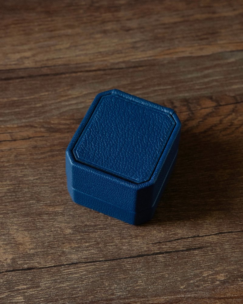 法國植鞣山皮革戒指飾物盒 - 戒指 - 真皮 藍色