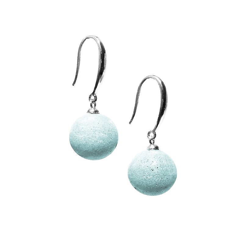 Candy cement bead earrings (ear hook style) - Mint - Earrings & Clip-ons - Cement Green