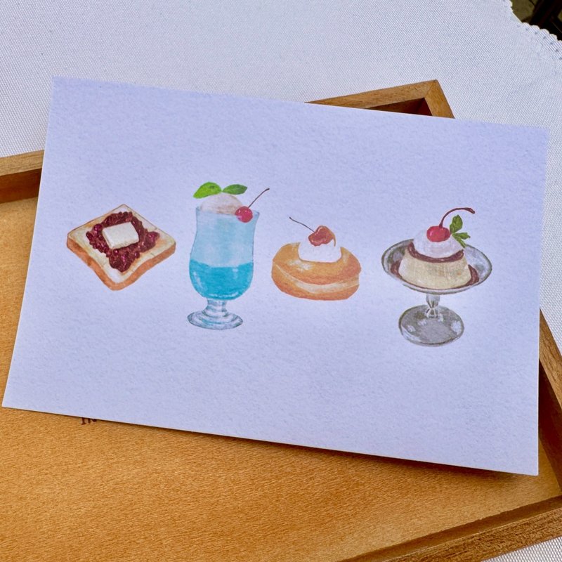 日系小點 | 美食插畫明信片-今天吃飽沒 - 卡片/明信片 - 紙 