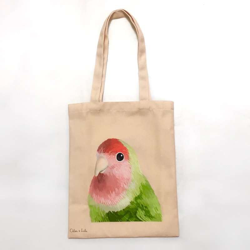 Birds Canvas Bag – Love Birds - Handbags & Totes - Polyester Khaki