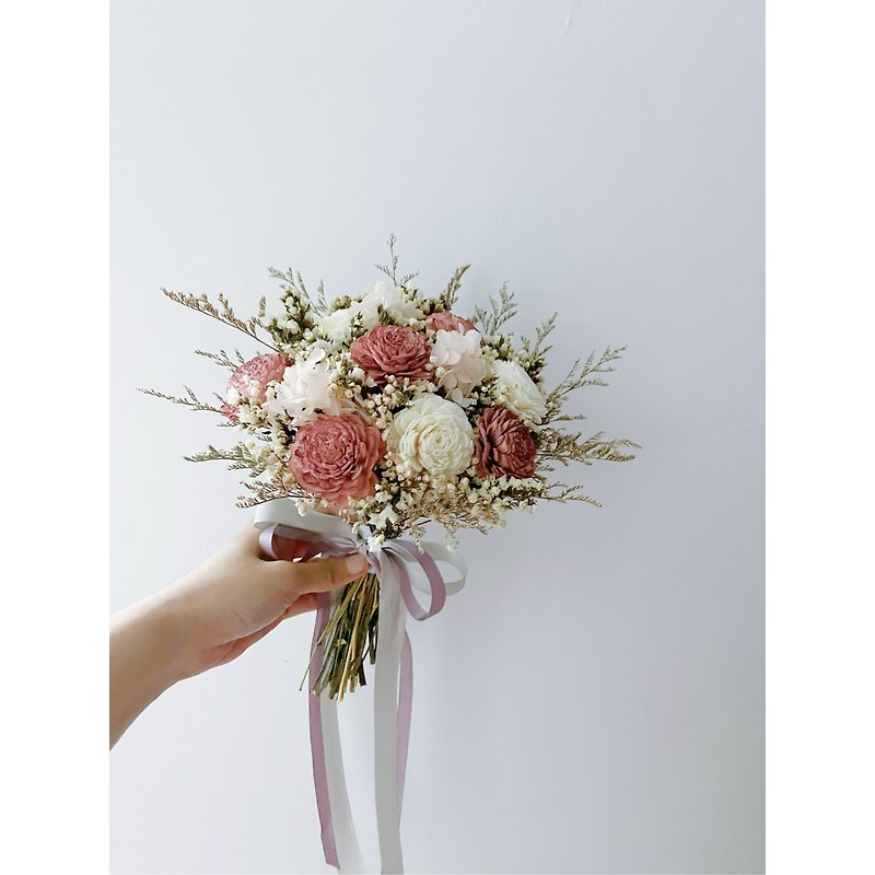新娘捧花 伴娘捧花 乾燥花捧花 結婚 登記花束 - 乾燥花/永生花 - 植物．花 粉紅色