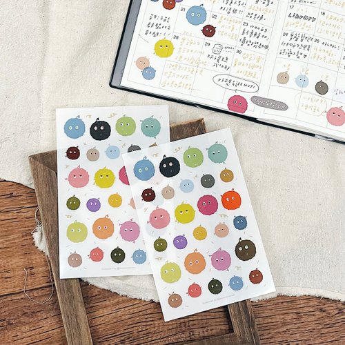 Bon Bon Stickers 轉印貼紙 感壓貼紙 - 小毛球精靈 2張入