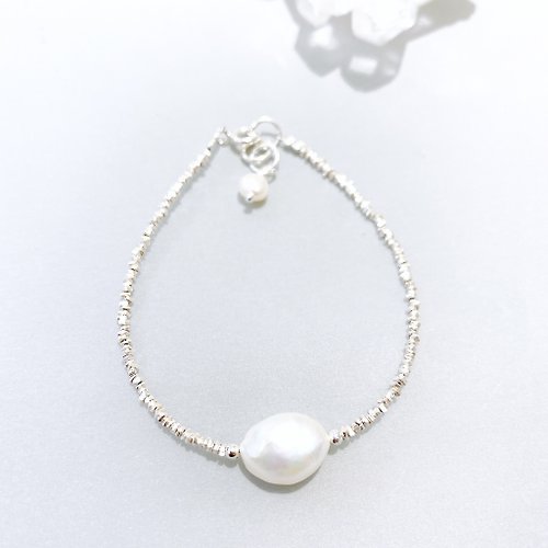 Ops手工飾品設計 Ops Pearl silver bracelet- 珍珠/純銀/限定/小碎銀/簡約/手鍊