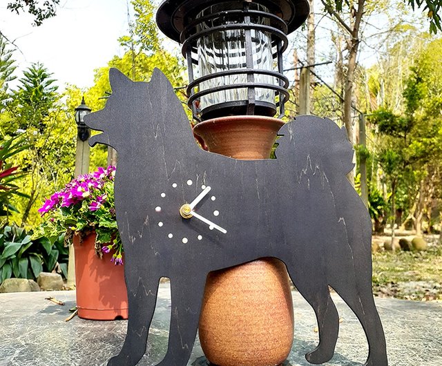 手作り木製創作時計 Happy Zoo - 柴犬 - ショップ KLOCKer clock