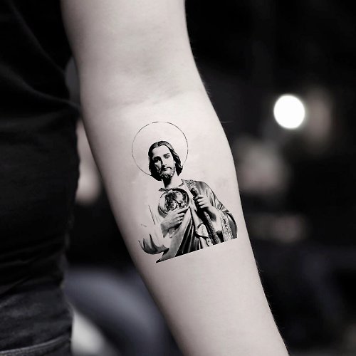 OhMyTat OhMyTat 聖猶大耶穌 San Judas 刺青圖案紋身貼紙 (2 張)