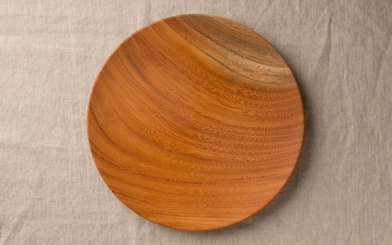 Wood 24cm 10 of the potter&#39;s wheel grind of wooden plate Zelkova (Zelkova)