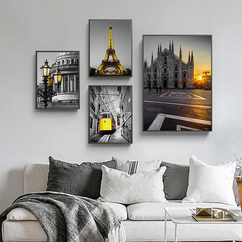 Journey to Paris_Painting_Photography Series_Made in Taiwan and shipped quickly within two working days - Posters - Cotton & Hemp Yellow