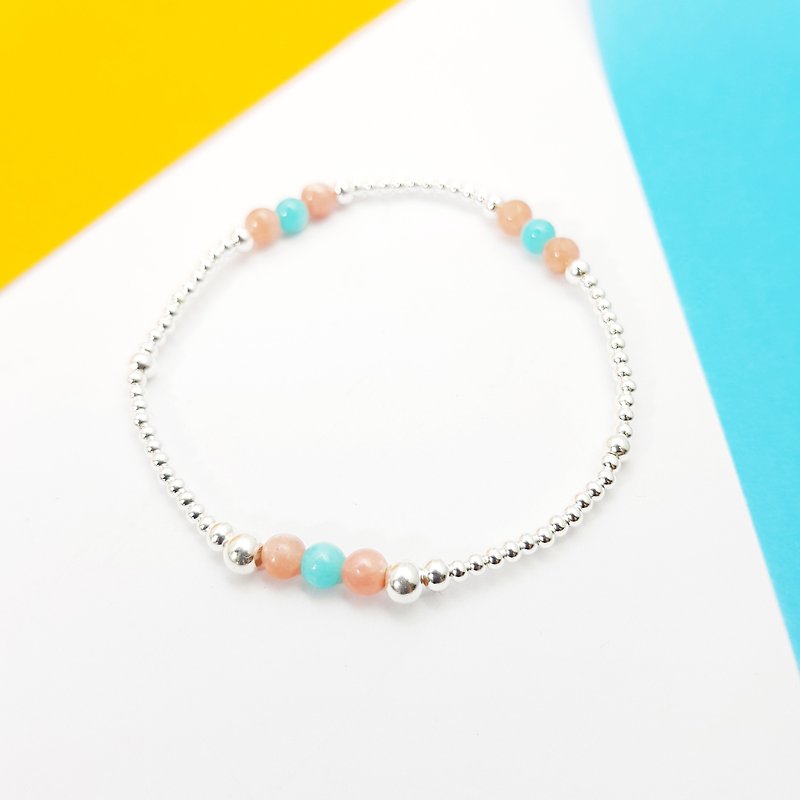 Xizizi Pebbles~Rhodochrosite_Tianhe Stone Sterling Silver Elastic Bracelet - Bracelets - Gemstone Multicolor