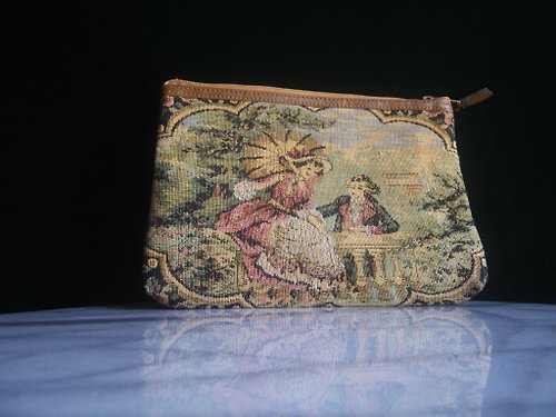 老時光OLD-TIME Vintage & Classic & Deco 【老時光 OLD-TIME】早期歐洲人物刺繡手拿包