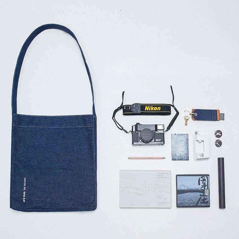 TED Bag-Denim original color cross-back three-dimensional school bag by rin - Messenger Bags & Sling Bags - Cotton & Hemp Blue
